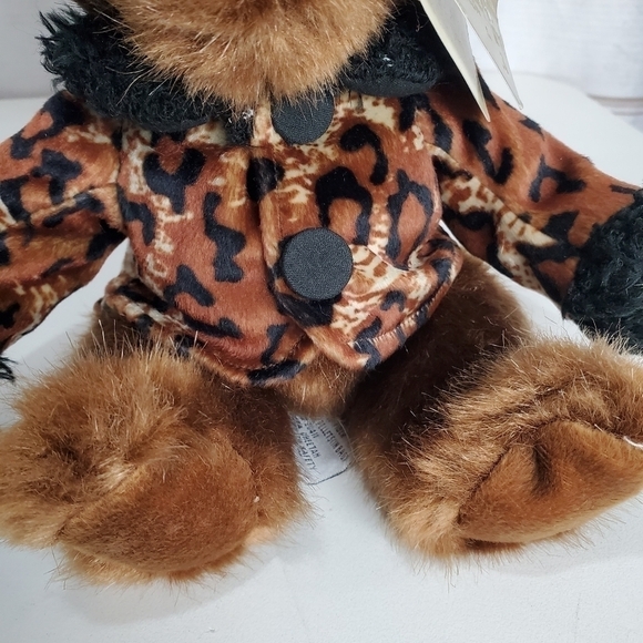 Vintage Dankin Brown Teddy Bear Wearing Leopard Animal Print Outfit 11" Plush - Picture 3 of 9